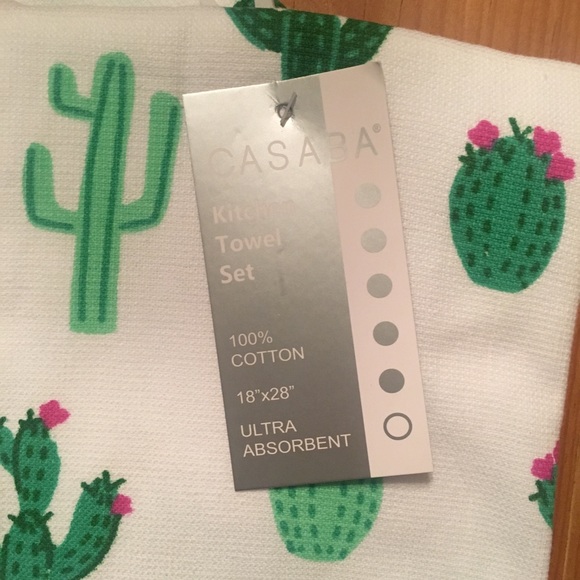 Cactus Blossom Flower Kitchen Towels Pink Yellow - Picture 3 of 5